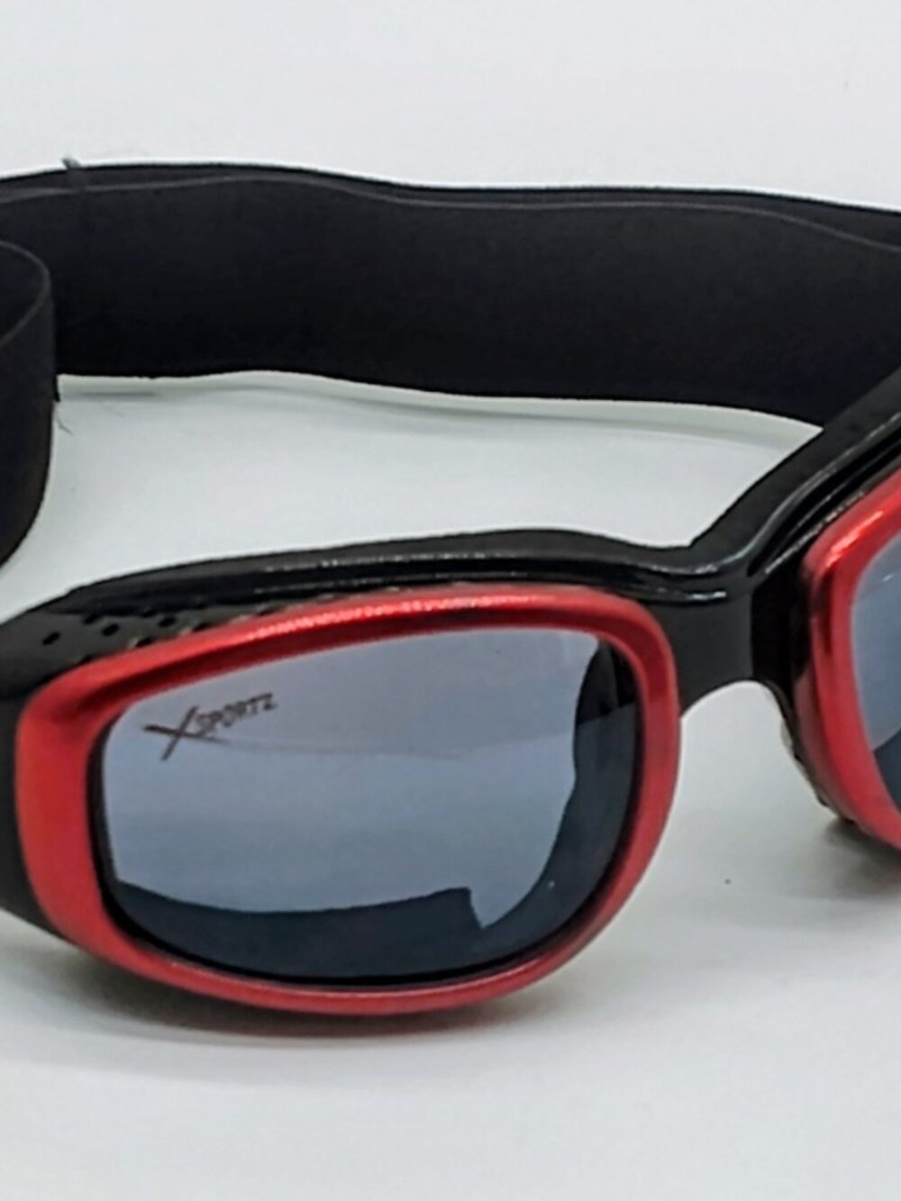916-R XSPORTZ Metallic Red Sports Goggles Foam Padding Adjustable Strap